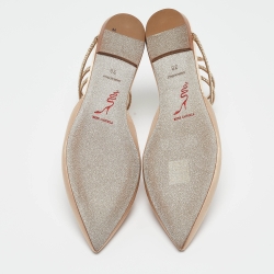 René Caovilla Beige Satin Ankle Wrap Flats Size 38