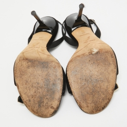 Pre Owned René Caovilla Black Velvet and Satin Pearls Embellished Slingback Sandals Size 40