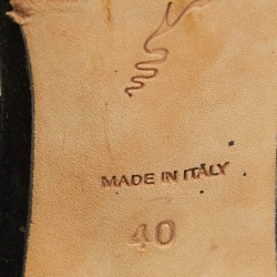 Pre Owned René Caovilla Black Velvet and Satin Pearls Embellished Slingback Sandals Size 40