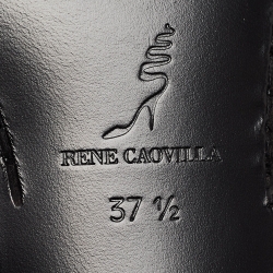 Pre Owned René Caovilla Black Leather Crystals Morgana Loafers Size 37.5