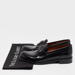 Pre Owned René Caovilla Black Leather Crystals Morgana Loafers Size 37.5