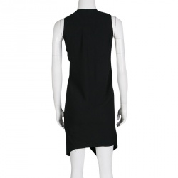 Rick Owens Anthem Black V Neck Sleeveless Asymmetric Tunic S