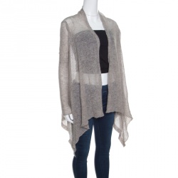 Rick Owens Grey Alpaca Wool Open Front Water Fall Cardigan  S