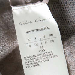 Rick Owens Grey Alpaca Wool Open Front Water Fall Cardigan  S