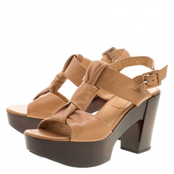Robert Clergerie Brown Leather Open Toe Platform Sandals Size 39
