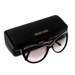Pre Owned Roberto Cavalli Black Heze 898S Cateye Sunglasses