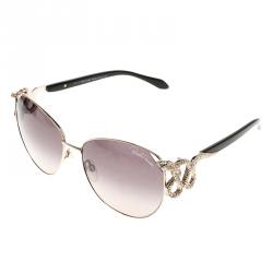 Pre Owned Roberto Cavalli Black/Gold 897S Hatysa Aviator Sunglasses