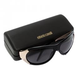 Pre Owned Roberto Cavalli Black/Gold 311S Antigone Oversized Sunglasses