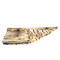 Pre Owned Roberto Cavalli Yellow & Black Eagle Print Silk Scarf