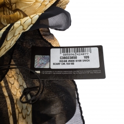 Pre Owned Roberto Cavalli Yellow & Black Eagle Print Silk Scarf