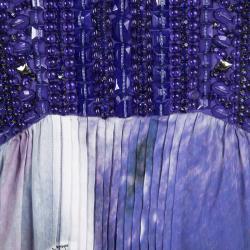 مملوكة مسبقًا Roberto Cavalli Multicolour Floral Printed Embellished Bodice Sleeveless Maxi Dress M