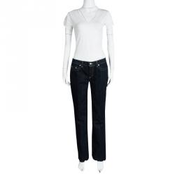 Pre Owned Roberto Cavalli Indigo Dark Wash Lurex Detail Denim Jeans M