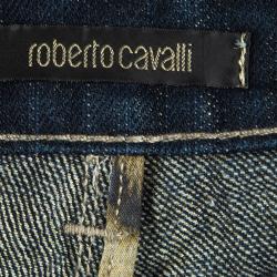 Pre Owned Roberto Cavalli Indigo Dark Wash Lurex Detail Denim Jeans M
