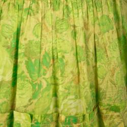Pre Owned Roberto Cavalli Green and Yellow Floral Printed Cotton Pleat Detail Maxi Skirt M