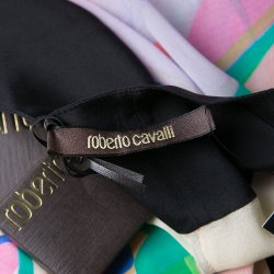 Pre Owned Roberto Cavalli Multicolor Printed Silk Long Sleeve Sheer Blouse M