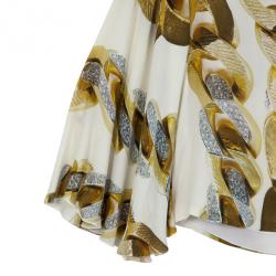 Pre Owned Roberto Cavalli White One Shoulder Printed Top L