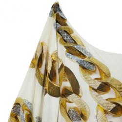 Pre Owned Roberto Cavalli White One Shoulder Printed Top L