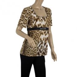 Pre Owned Roberto Cavalli Animal Print Top XXL