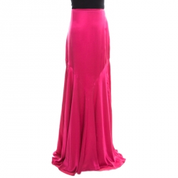 مملوكة مسبقًا  نورة روبرتو كافالي حرير ستان واسعة ماكسي وردية أرجوانية S