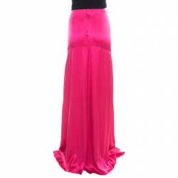 مملوكة مسبقًا  نورة روبرتو كافالي حرير ستان واسعة ماكسي وردية أرجوانية S