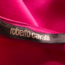 مملوكة مسبقًا  نورة روبرتو كافالي حرير ستان واسعة ماكسي وردية أرجوانية S