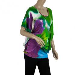 مملوكة مسبقًا Roberto Cavalli Multicolor Silk Tunic Top S