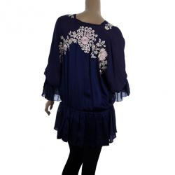 Pre Owned Roberto Cavalli Silk Embroidered Kaftan Top S
