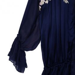 Pre Owned Roberto Cavalli Silk Embroidered Kaftan Top S