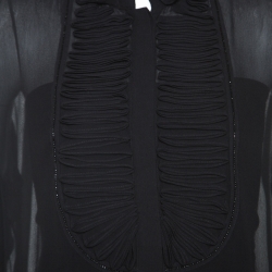 Pre Owned Roberto Cavalli Black Chiffon Wave Pleat Detail Top M