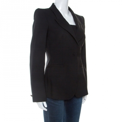 مملوكة مسبقًا Roberto Cavalli Black Wool Tailored Blazer M