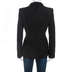 مملوكة مسبقًا Roberto Cavalli Black Wool Tailored Blazer M