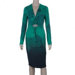 مملوكة مسبقًا Roberto Cavalli Front Buckle Jersey Dress M