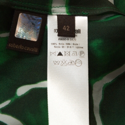 مملوكة مسبقًا Roberto Cavalli Green Gaia Print Silk Chiffon Kaftan M