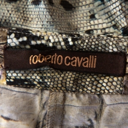 Pre Owned Roberto Cavalli Multicolor Silk Snake Print Flared Pants M