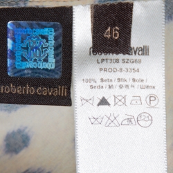 Pre Owned Roberto Cavalli Brown Animal Printed Silk Flared Maxi Skirt L