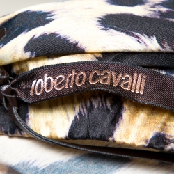 Pre Owned Roberto Cavalli Brown Animal Printed Silk Flared Maxi Skirt L