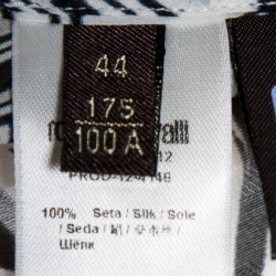 Pre Owned Roberto Cavalli Black & White Abstract Print Silk Maxi Dress M