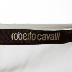 Pre Owned Roberto Cavalli Black & White Abstract Print Silk Maxi Dress M