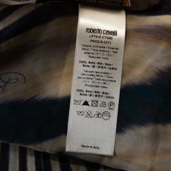 Pre Owned Roberto Cavalli Multicolor Wave Print Silk Maxi Dress M