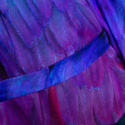 مملوكة مسبقًا Roberto Cavalli Purple Printed Silk Belted Sheer Kaftan Top M