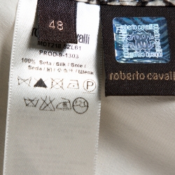 Pre Owned بنطلون روبرتو كافالي حرير نقشة جلد الثعبان مطبوع أرجل مستقيمة مقاس كبير (لارج)