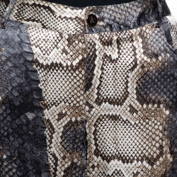 Pre Owned بنطلون روبرتو كافالي حرير نقشة جلد الثعبان مطبوع أرجل مستقيمة مقاس كبير (ل ارج)