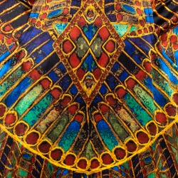 Pre Owned Roberto Cavalli Multicolor Egyptian Print Silk Satin Maxi Skirt L