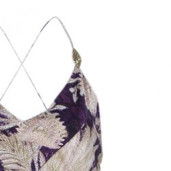 Pre Owned Roberto Cavalli Floral Print Crinkle Silk Dress S