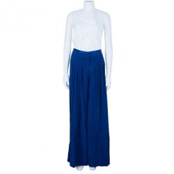 Pre Owned بنطلون روبرتو كافالي رجل واسعة حرير أزرق M