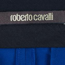 Pre Owned بنطلون روبرتو كافالي رجل واسعة حرير أزرق M