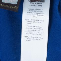 Pre Owned بنطلون روبرتو كافالي رجل واسعة حرير أزرق M