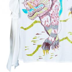 مملوكة مسبقًا Roberto Cavalli Tropical Printed Butterfly Sleeve Top S