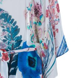 مملوكة مسبقًا Roberto Cavalli Silk Floral Belted Kaftan Top M