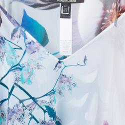 مملوكة مسبقًا Roberto Cavalli Silk Floral Belted Kaftan Top M